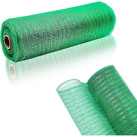 2 Ruller Smaragdgrønn Med Grønn Folie Dekornett 10 Tommer X 30 Fot Dekornettbånd For DIY Kransforsyninger Fest