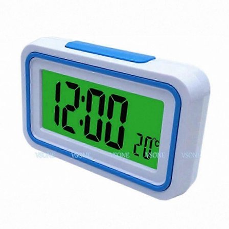 Snakkende digital vekkerklokke med termometer, bakgrunnsbelyst LCD-skjerm, tilgjengelig for synshemmede, 4 fargevalg