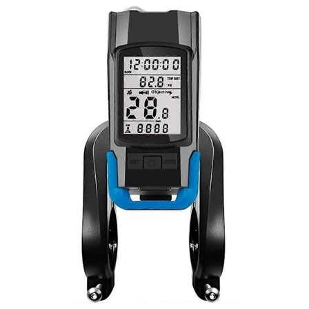GPS Langaton Pyörätietokone 3 in 1 Pyörän Nopeusmittari Polkupyörän Taskulamppu 120db Kaiuttimella (Sininen)