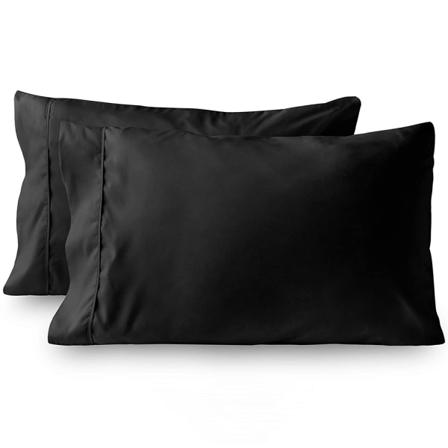 Stofpudebetræk helt i børstet polyester, 2 stk., SORT,