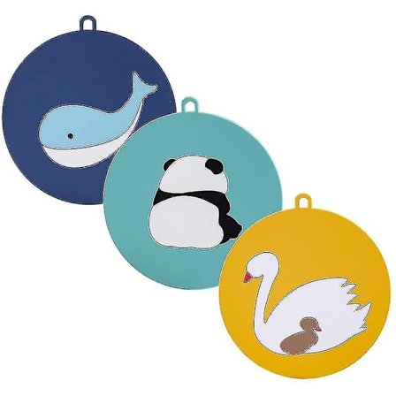 Børne Dyreplade, Silikon Rund Plademad Ikke-Skridsikker Plademad Til Småbørn Baby, Sæt Af 3