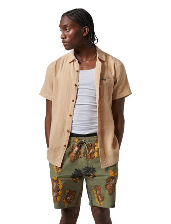 Brixton Charter Org Cttn S/S Wvn - Pink - S