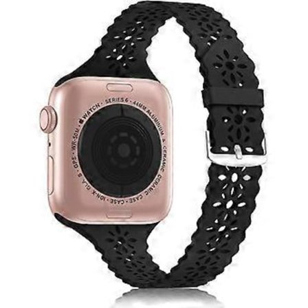 Blonderet Silikonbånd Kompatibel med Apple Watch Band 38mm 40mm 42mm 44mm Kvinder-(42/44/45MM sort)
