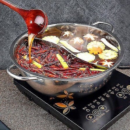 Rustfrit Stål Gryde Hotpot Induktion Kogeplade Gas Komfur Kompatibel Gryde Hjem Køkken 28 cm