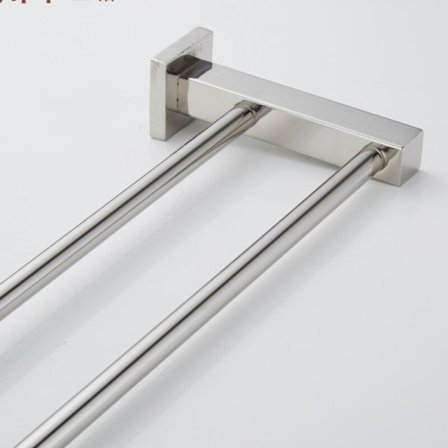 Dobbel håndkleholder, 60 cm selvklebende eller veggmontert rustfritt stål