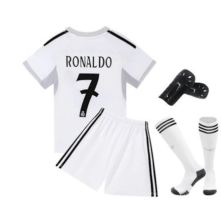 Madrid Special Edition Lasten Jalkapallopaitasetti Nuorten Koot Jalkapallosukilla ja Säärisuojilla