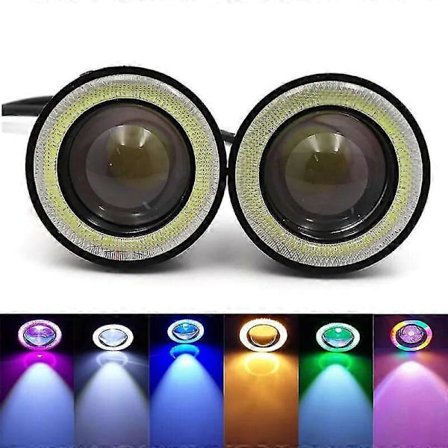 2st 3.0 Angel Eyes Dimljus 12v Universal 2.5 Cob Led Drl Lampa 3.5 Körljus Vit Blå Rosa Gul Grön 64/76/89mm