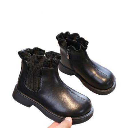 Barn Sida Dragkedja Stickad Ankel Boot Vattentät Chelsea Boots