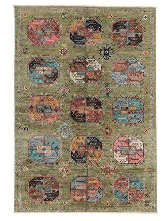 Koberec Shabargan 173X255 Hnědá/Zelená (Vlna, Afghánistán)