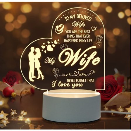 Romantisk valentinsdagsgave til hende eller ham: en natlampe; den bedste fødselsdagsgave til din kæreste/kæreste.