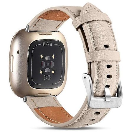 Kompatibelt for Fitbit Versa 3 / Fitbit Sense Klokkearmbånd Ekte Lær Armbånd [DB] Aprikos