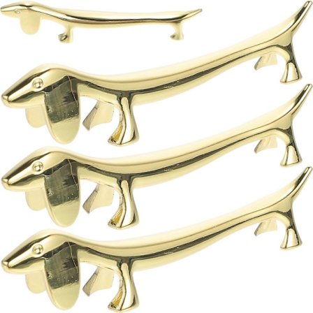4 stk Spisepinnhvilere i metall, rustfritt stål, formet som søte hunder