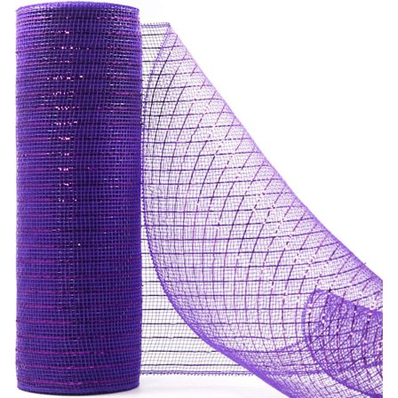 Deco Mesh 10 tum x 10 Yards varje rulle, set med 2 lila metallfolie