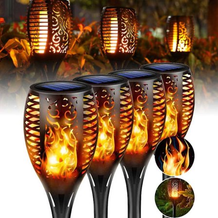 4-pak solar fakkel lanterne med flammende lys