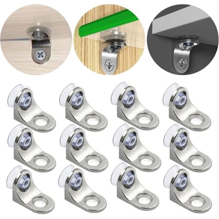 Hyllebærer Usynlig Feste Glass Veggskap Møbelplugger Hylleknekter med Sklisikkert Beskyttelse Fester, 12 Stykker