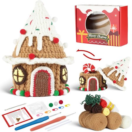 Hæklesæt til begyndere, voksne, gør-det-selv hæklesæt, julehæklegarn, hækling, fyld, trin-for-trin-instruktion og videovejledning