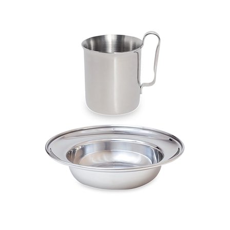 Kay Bojesen Børnetallerken og krus Mat stål Ø7 16 cm, Børn & Forældre, Service, Spisesæt