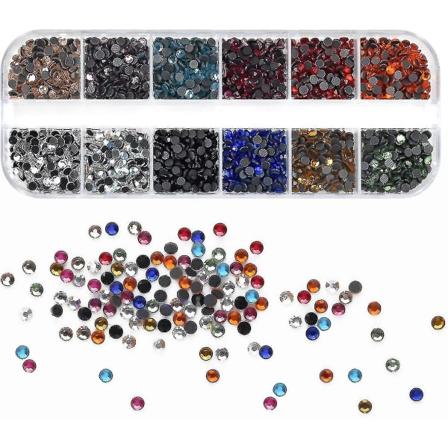 2160 kpl Rhinestones Kristall Strass Iron-on Hotfix Strass Dekoration För Hantverk Kläder Skor Väskor Nail Diy 12 Färger