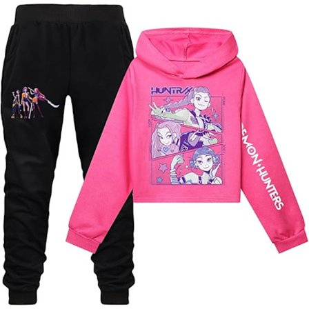 kpop demon hunders Jentehettegensere 2 STK Demon Langermet Sweatshirts og Joggebukser Hunters Tegneserie Anime Klær Antrekk