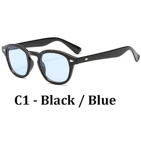 Mode Johnny Depp Stil Runde Solbriller Mænd Klar Tonede Linser Mærke Design Party Show Solbriller Til Mænd Blå Oculos De Sol (FMY)