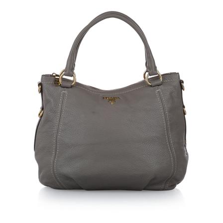 Prada Vintage, Pre -owned veal daino satchel Grijs, Dames, Maat:ONE Size