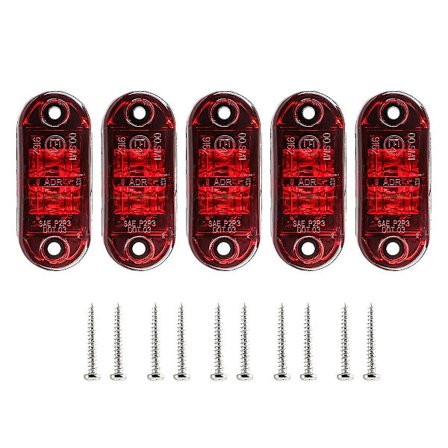 5 stk Røde LED 2,5 tommer 2 Diode Lys Oval Clearance Trailer Truck Side Marker Lampe