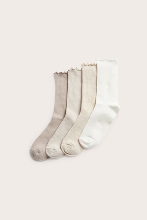 Kappahl | Skarpetki 4-pak Offwhite 34/36 | Offwhite