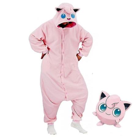 Jigglypuff Kostym Helkroppspyjamas Halloween Jul i ett stycke Kigurumi för män kvinnor L