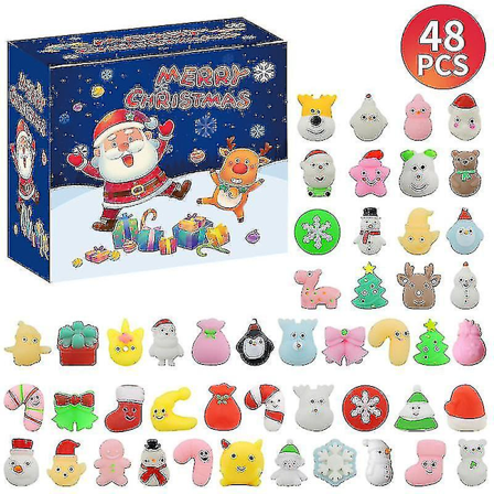 Adventskalender, 48 stk Juleräknedagskalender Myke Lekevarer Søte Mochi Myke Adventskalender_za Sx