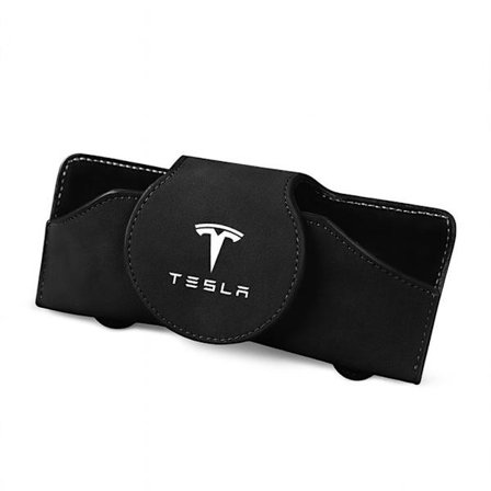 Solbrilleholder / Brilleklemme til Bil – PU-Læder med Magnet & Logo