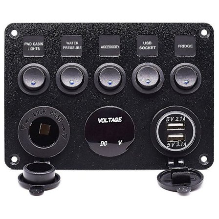 Universal Køretøjsmonteret Strømpanel 12-24v Strømafbryderpanel Med Dobbelt Usb