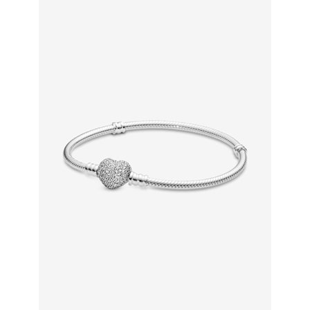 Pandora - Moments Sparkling Heart & Snake Chain Armband - Sterling silver