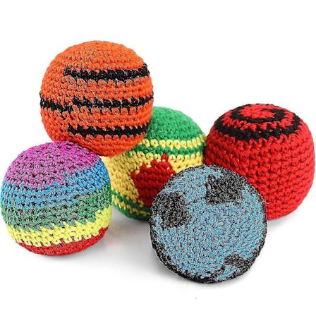 Ball Bag Strikke Kick Ball Myk Strikke Ball Strikke Ball - Tilfeldig Farge - 5 stk
