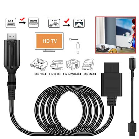 Kompatibel med Nintendo Gamecube Super NES / SNES N64 till HDMI Adapter Converter Link-kabel - Perfet