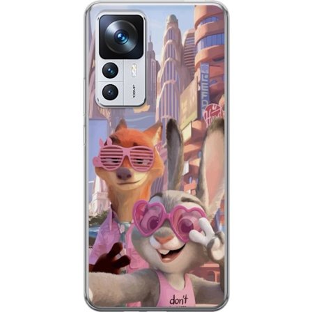 Kompatibelt Mobildeksel til Xiaomi Xiaomi 12T Animerede dyr i et solfylt bymiljø med rosa solbriller og en positiv melding i en fargerik feel-good st