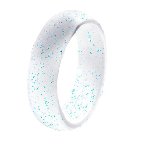 7 stk. Kvinders Mode Silikon Bløde Glimtende Glitter Fingerringe Fest Smykker Gave Clear Blue Glitter US 10
