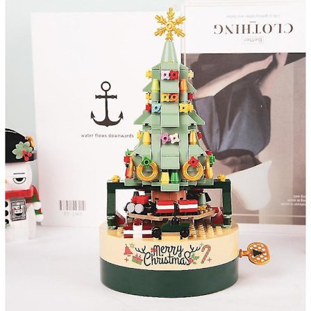 Kaupunkijoulun puu pyörivä musiikkilaatikko Moc luova rakennuspalikat lasten lelut joululahjat