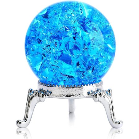 40mm Krystall Isk Sprengt Ball Papirvekt, Blå Glass Krystall Ball, Krystall Fengshui Sfære for Hjem Bryllup Kontor Fisk Tank Dekor