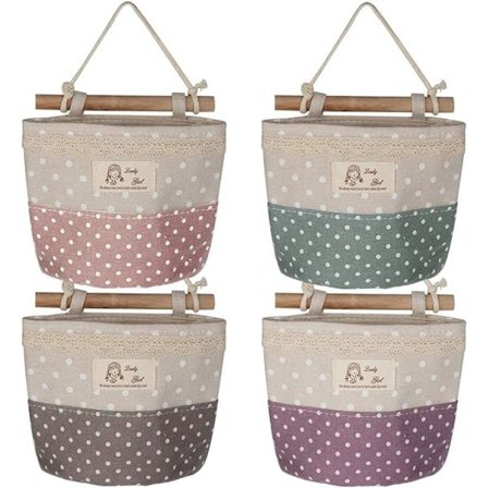 4 väggkorgar i bomull och linne