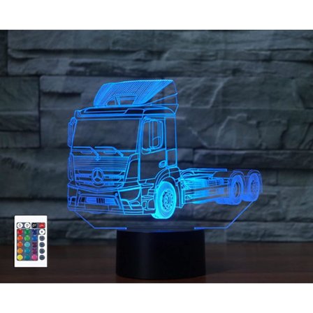 3D Trailer Truck Fjärrkontroll 16 Färger Nattlampor Illusion Akryl LED Bord Sänglampa Barn Sovrum Skrivbords Dekoration Födelsedagspresenter Leksak