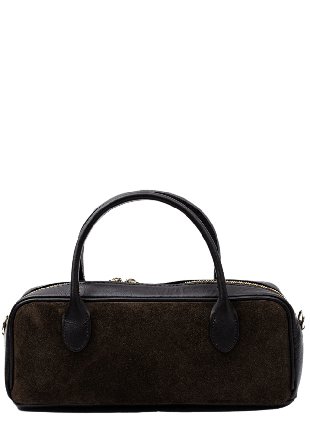 LaTalia Hanväska i mocka "Alba-mini" Handväskor Dam Brun 31x10x13