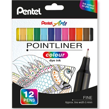 Pentel Pointliner Colour 12-setti