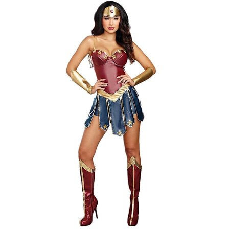 Wonder Woman Korsett Kostym för Kvinnor Halloween Cosplay