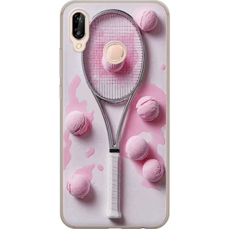 Kompatibel Mobilcover til Huawei Huawei P20 lite Rosa glaskugler og tennisketsjer i et kreativt stillbillede med legende popfølelse og moderne design