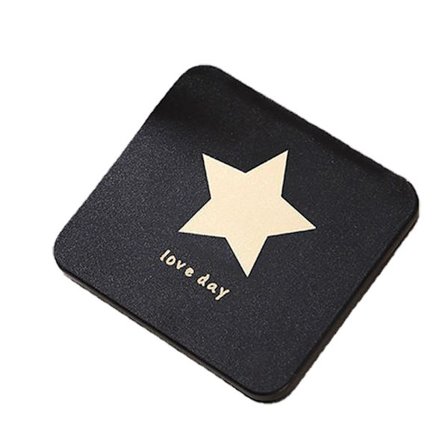 Kompakt Rejse Makeup Forstørrelsesspejl Lille Bærbart Foldespejl med Håndholdt og Let at Bære Sort, stjerne