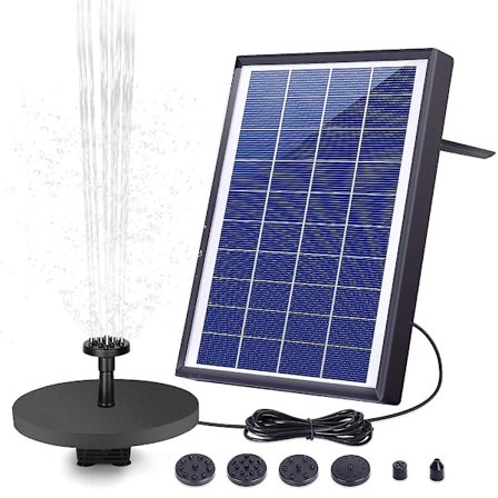 6,0W Solardriven Fontänvattenpump - 500Lph Solcellsdriven Fågelbad Pool Bevattningspump Med 6 Munstycken För Trädgård, Damm, Pool