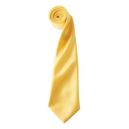 Premier Mens Plain Satin Tie (Narrow Blade) One Size Sunflower