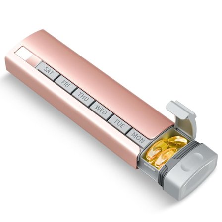 Pillerorganisatör 7 dagar, daglig pillerask i aluminiumlegering för vitaminer, piller (rosa)