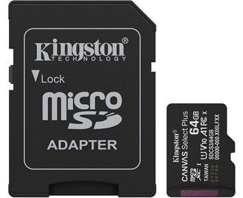 Kingston 64GB microSDXC Canvas Select Plus Gen3 1 - 64 GB mikroSDXC UHS-I minneskort med SD-adapter