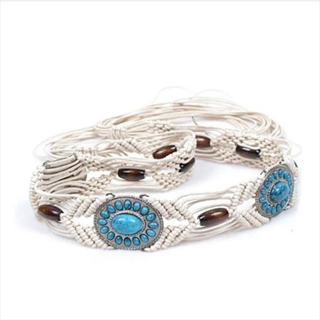 Etnisk perlelinning Dame flettet bælte HVID